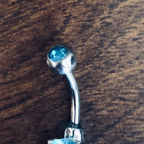 Blue Owl Dangle Gemmed Belly Button Ring - Picture 2 of 4